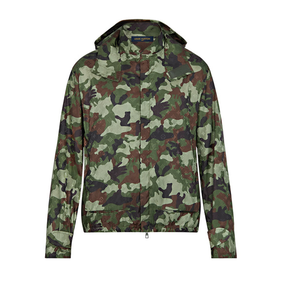 Louis Vuitton Virgil Abloh Monogram Camo Green Logo Anorak Windbreaker Jacket 48 - Picture 1 of 16